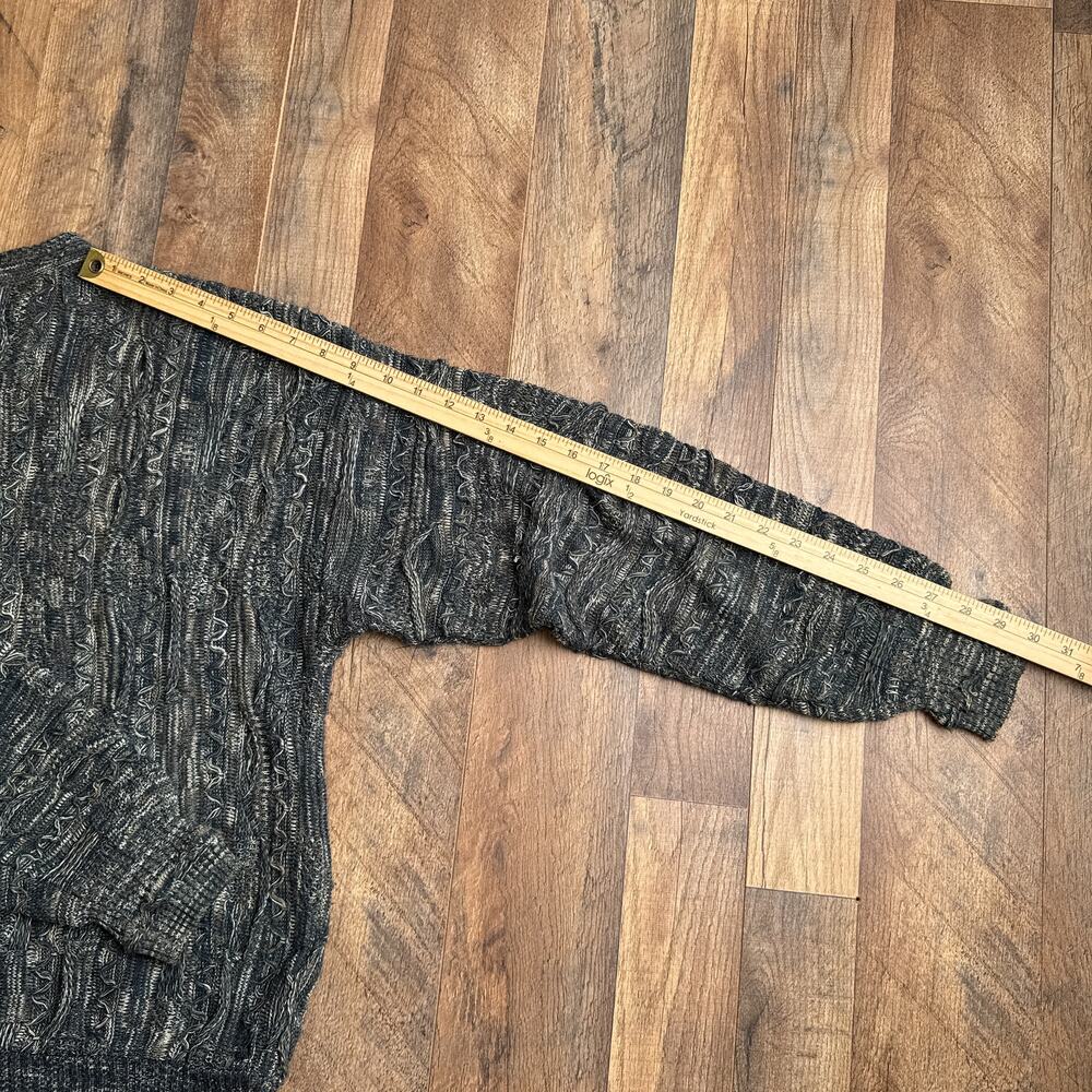 J Ferrar Coogi Style Sweater Men's Medium Gray Crew Neck Textured‎ Knit 6493 - Picture 7 of 9